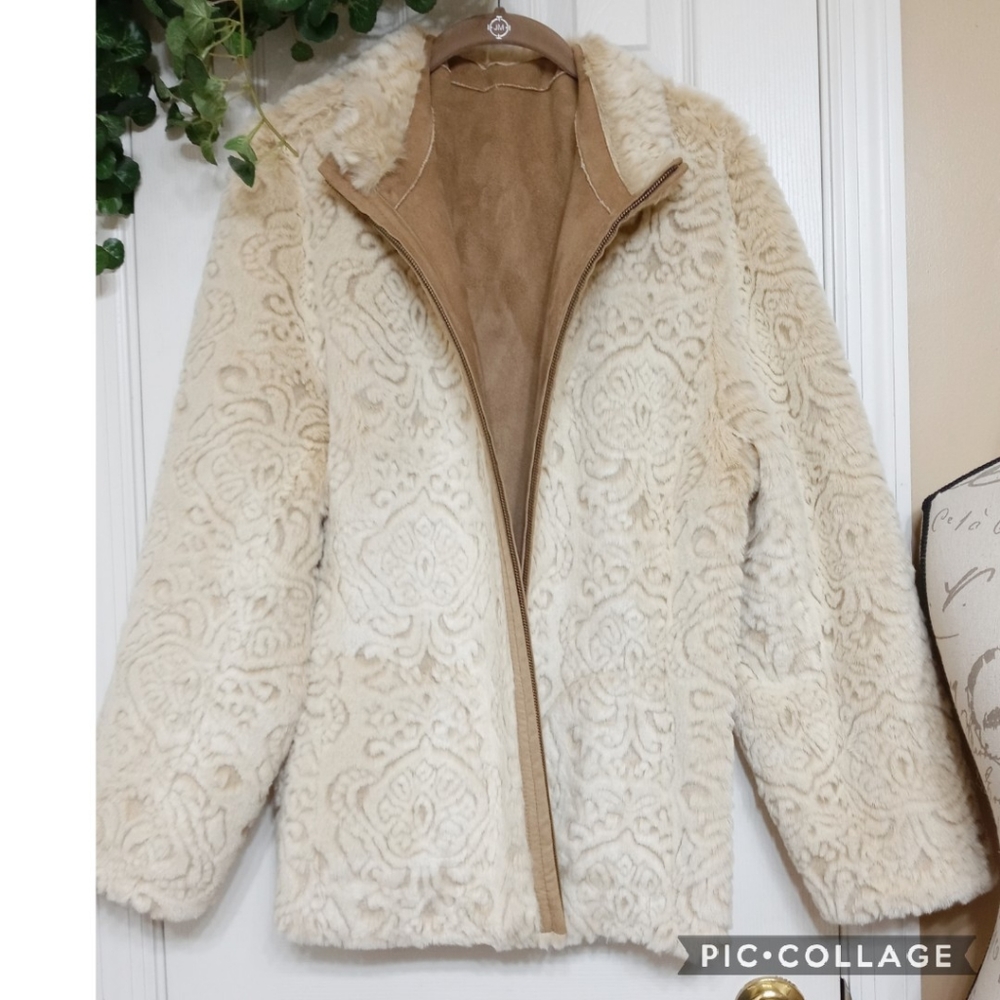 Coldwater Creek Reversible Tan & Cream Coat Size … - image 6